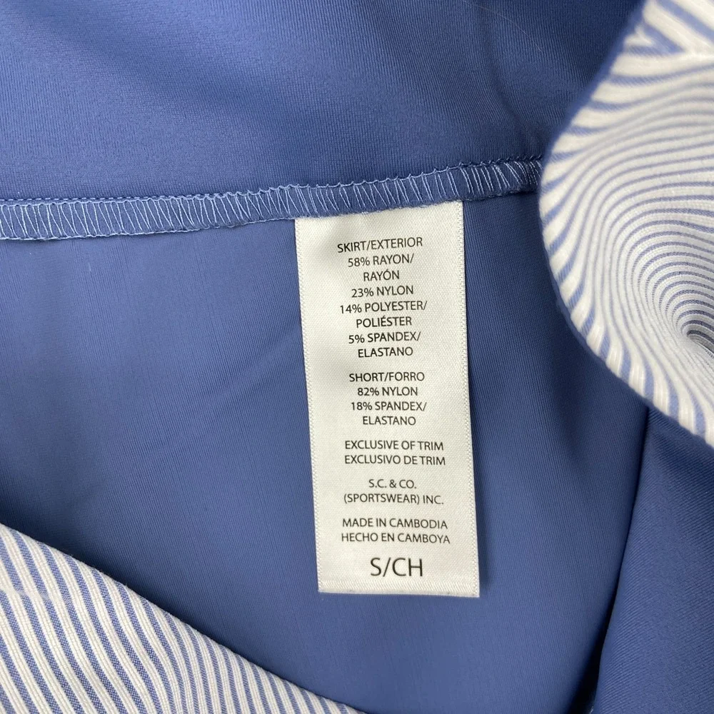 S.C. & Co. Double Wraparound Skirt‎ Skort Womens Small White Blue Striped Golf